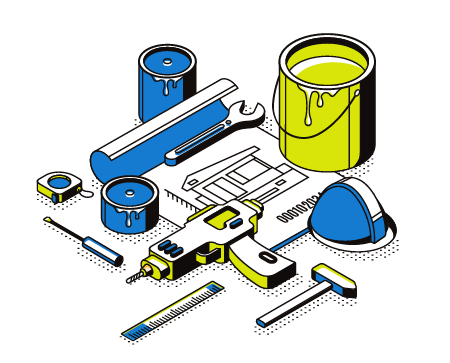 Lumio Repair Iso 3 Illustration of tools, paint, and schematics